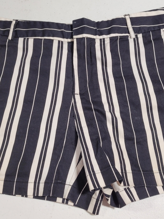 Jones New York Pants - Jones New York Navy and White Vertical Stripe Flat-Front Shorts